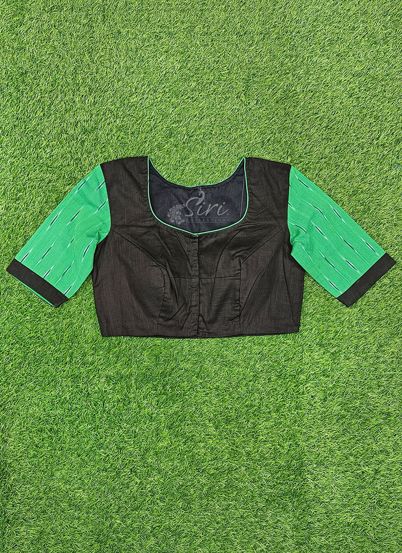 Beautiful Designer Patterned Blouse in Black and Green