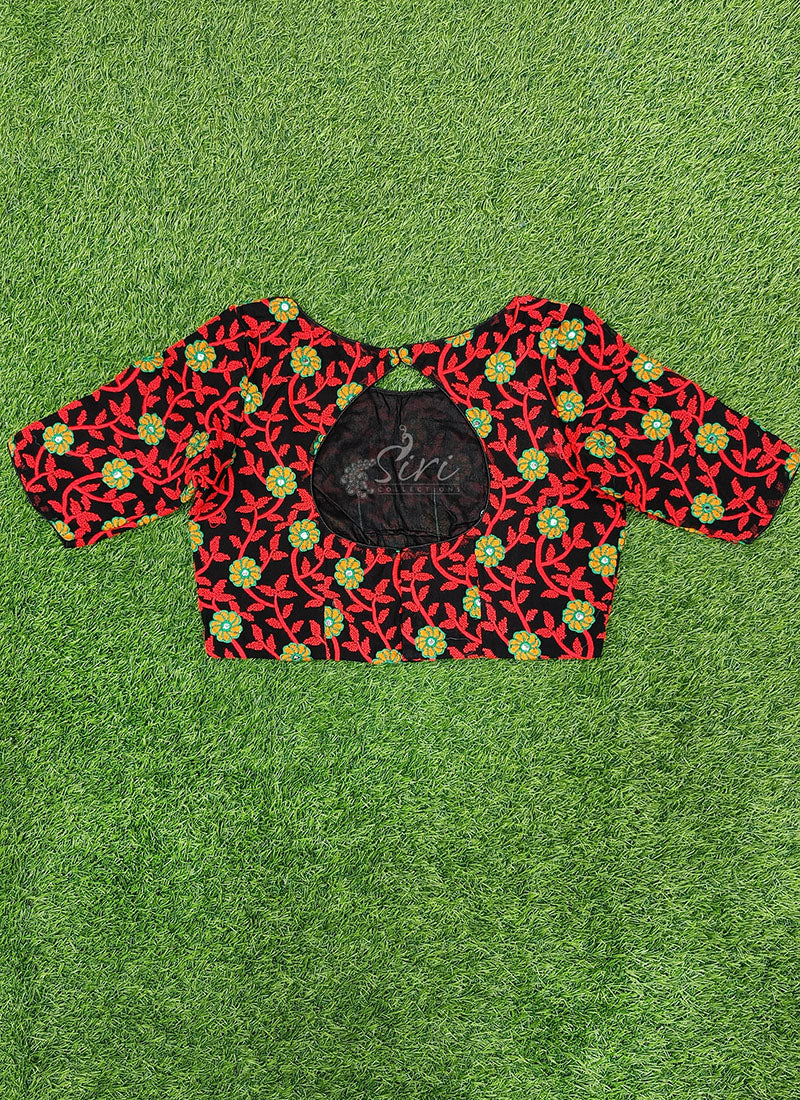 Multi Colour Embroidery Tissue Saree With Embroidery Blouse