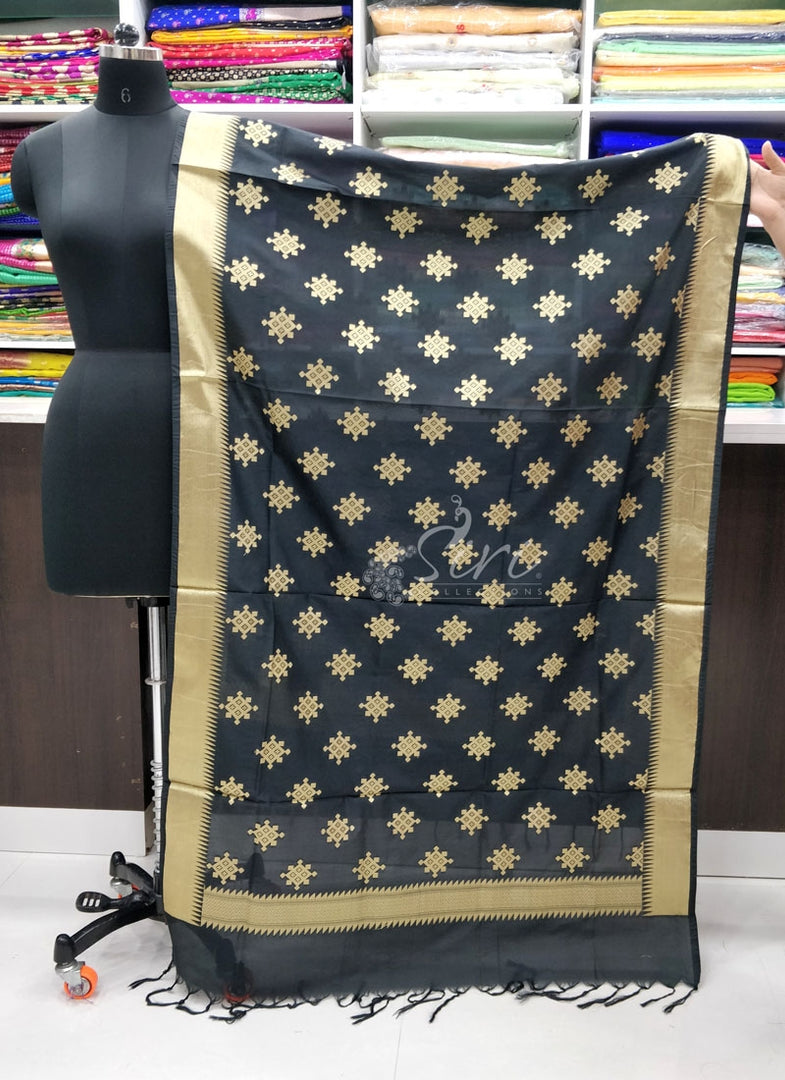 Beautiful Black Banarasi Silk Dupatta