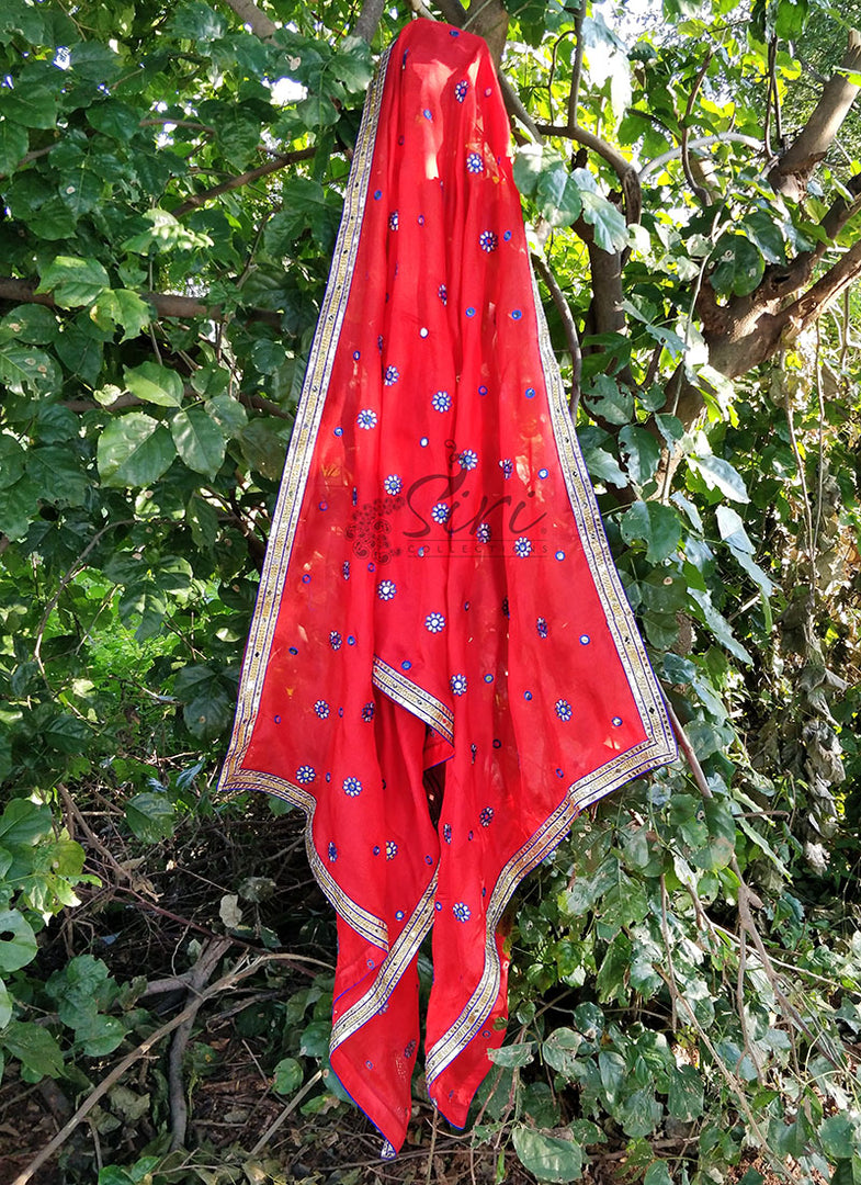Beautiful Jute Silk Dupatta in Mirror Work