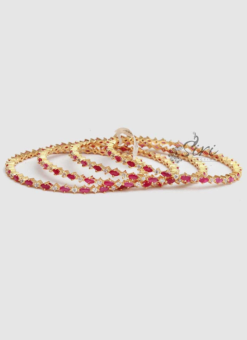 Beautiful Ruby AD Stone Set of four Bangles