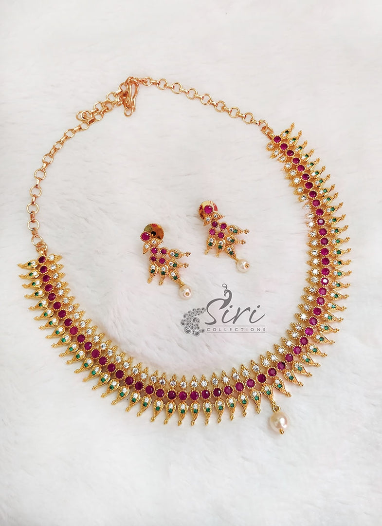 Multi Colour Stone Fashion Jewellery Traditional Necklace Set