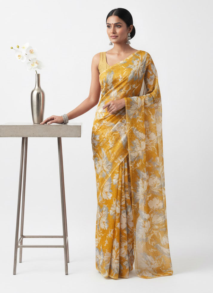Latest Garden Vareli Printed Nara Chiffon Saree