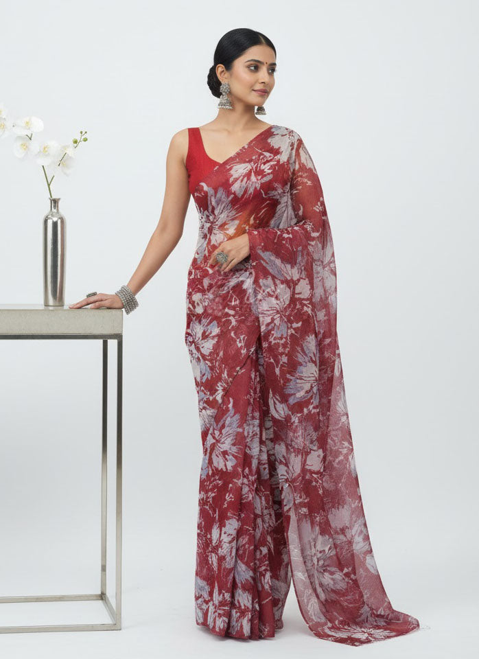 Latest Garden Vareli Printed Nara Chiffon Saree