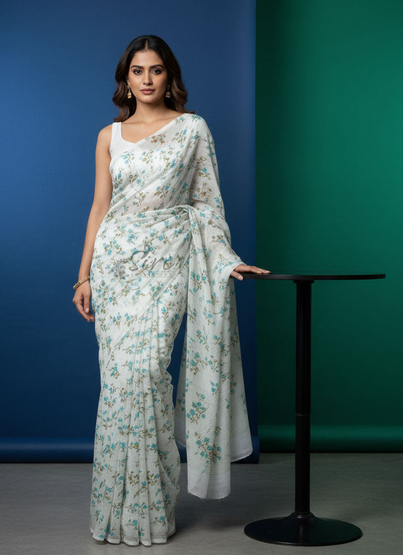Latest Garden Vareli Printed Nara Chiffon Saree