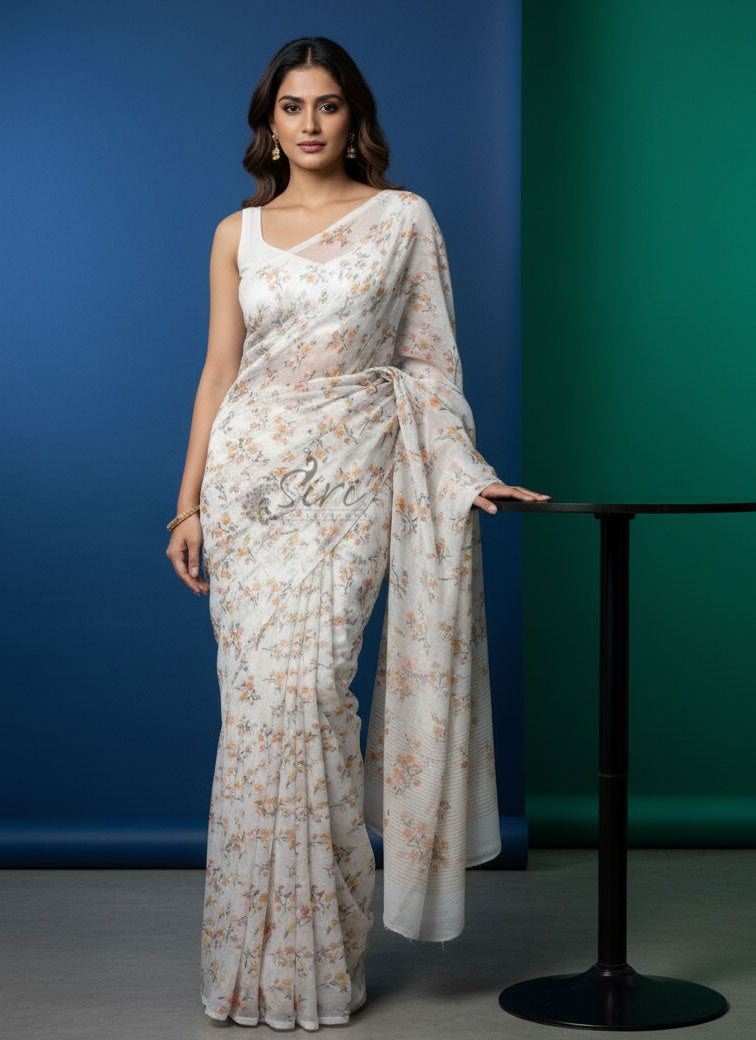 Latest Garden Vareli Printed Nara Chiffon Saree