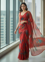 Load image into Gallery viewer, Latest Garden Vareli Printed Nara Chiffon Saree
