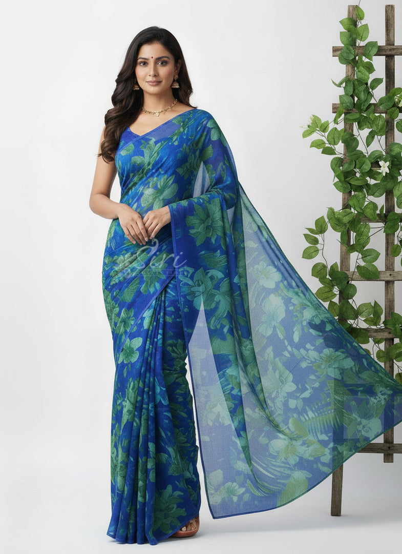 Beautiful Garden Vareli Printed Nara Chiffon Saree
