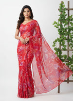 Load image into Gallery viewer, Beautiful Garden Vareli Printed Nara Chiffon Saree
