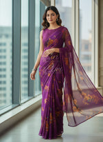 Load image into Gallery viewer, Latest Garden Vareli Printed Nara Chiffon Saree
