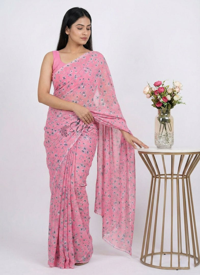 Beautiful Garden Vareli Americano Chiffon Saree
