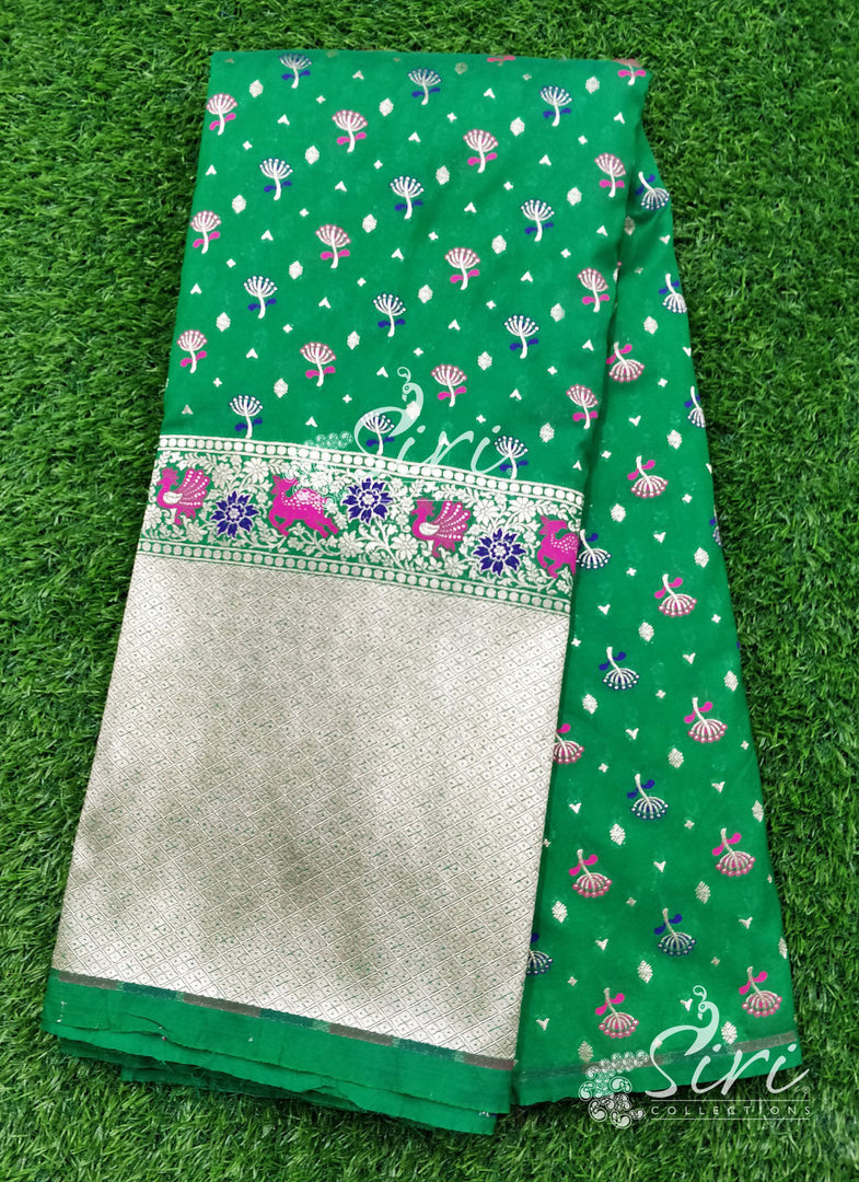 Beautiful Banarasi Silk Fabric in one side Paithani Border