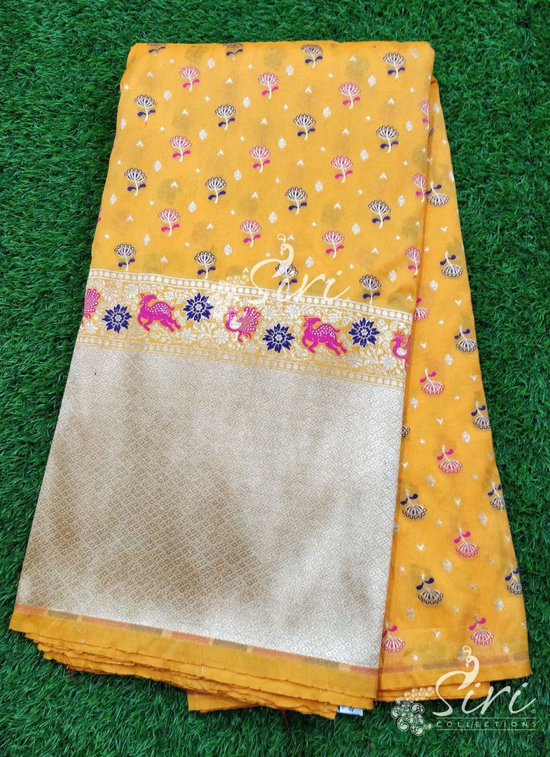 Beautiful Banarasi Silk Fabric in one side Paithani Border