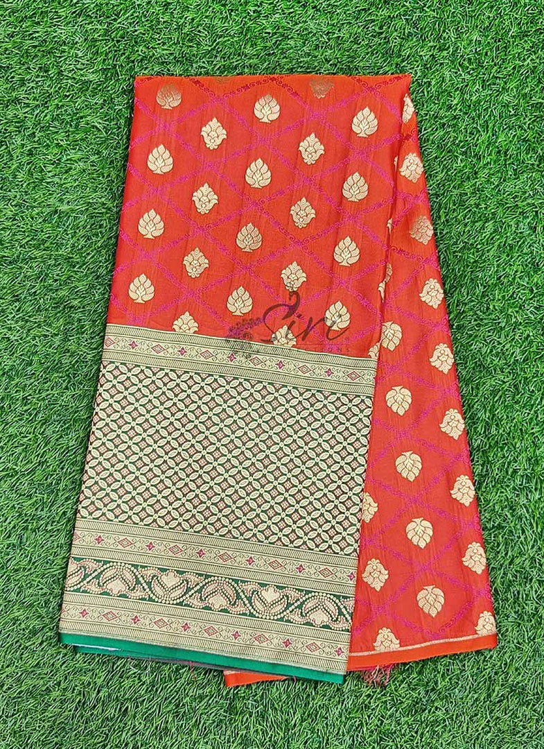 Banarasi Silk Fabric in One Side Border