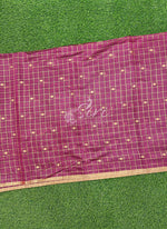 Load image into Gallery viewer, Fancy Banarasi Chanderi Silk Fabric in Checks Design