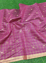 Load image into Gallery viewer, Fancy Banarasi Chanderi Silk Fabric in Checks Design
