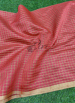 Load image into Gallery viewer, Fancy Banarasi Chanderi Silk Fabric in Checks Design