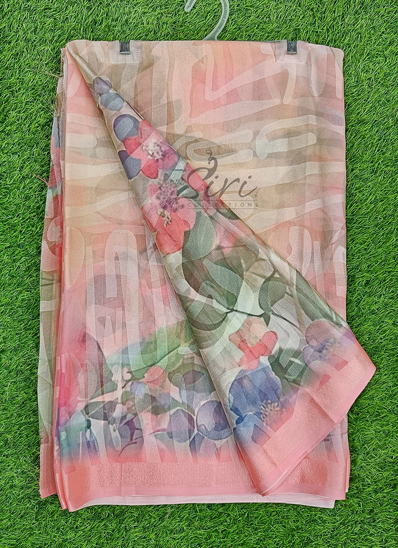 Lovely Digital Print Brasso Georgette Saree