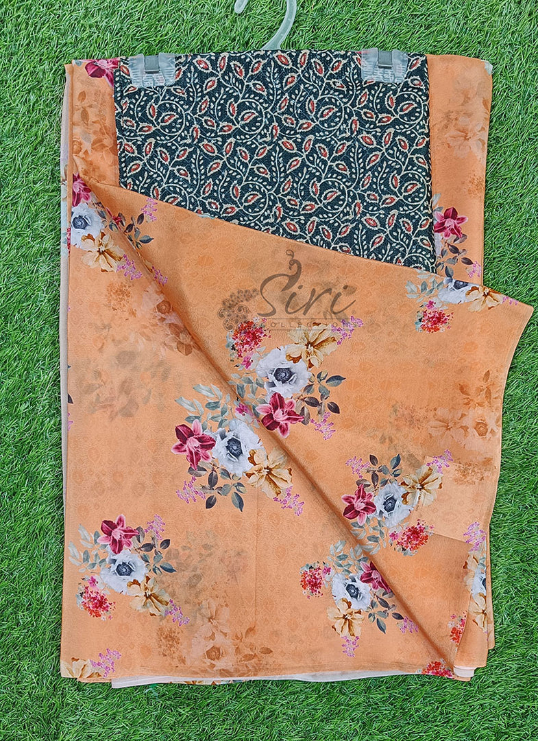 Beautiful Digital Print Crepe Saree