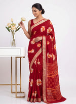 Load image into Gallery viewer, Beautiful Printed Chinon Crepe Saree