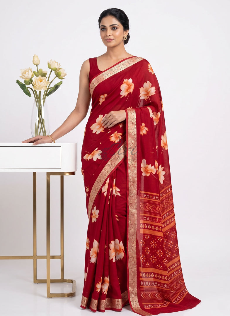 Beautiful Printed Chinon Crepe Saree