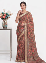 Load image into Gallery viewer, Beautiful Printed Chinon Crepe Saree