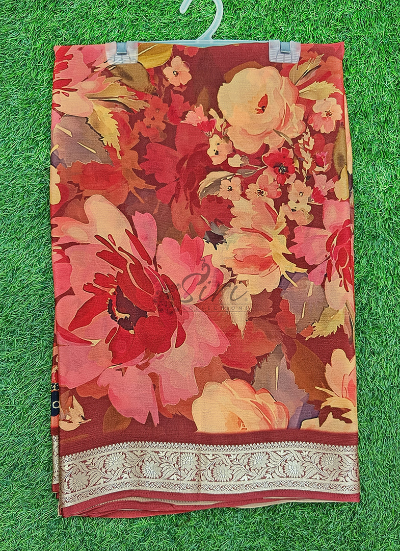 Beautiful Chinon Crepe Saree in Digital Print