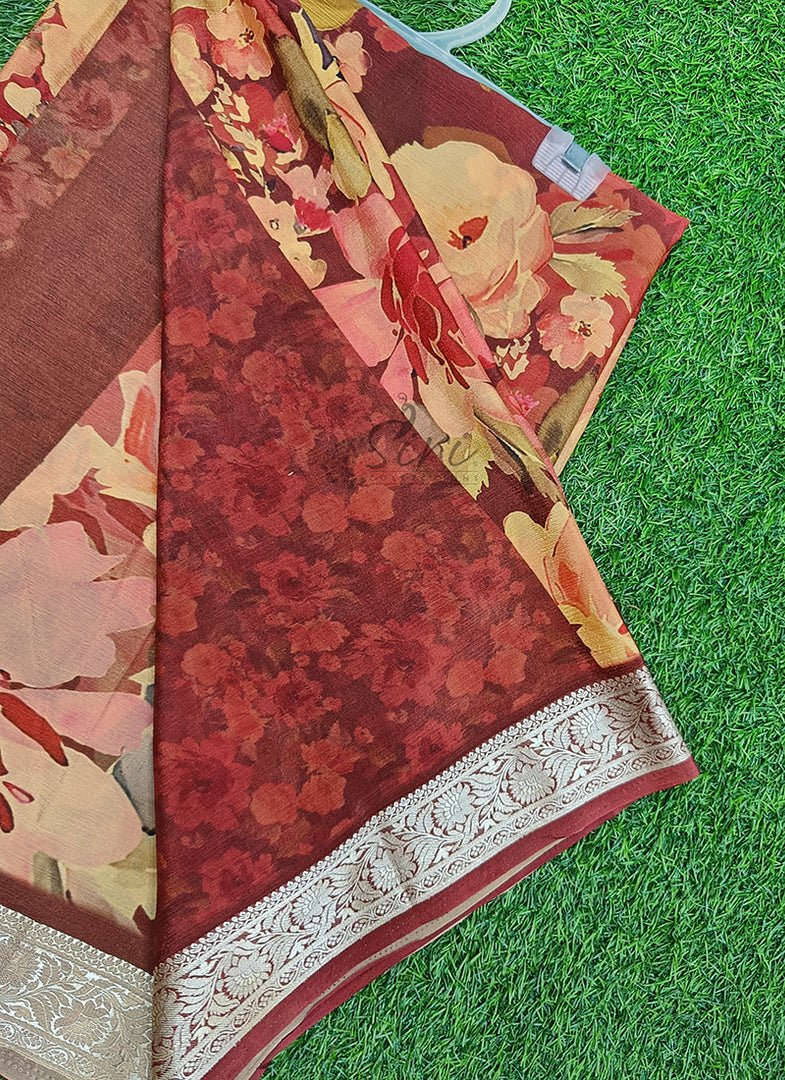 Beautiful Chinon Crepe Saree in Digital Print