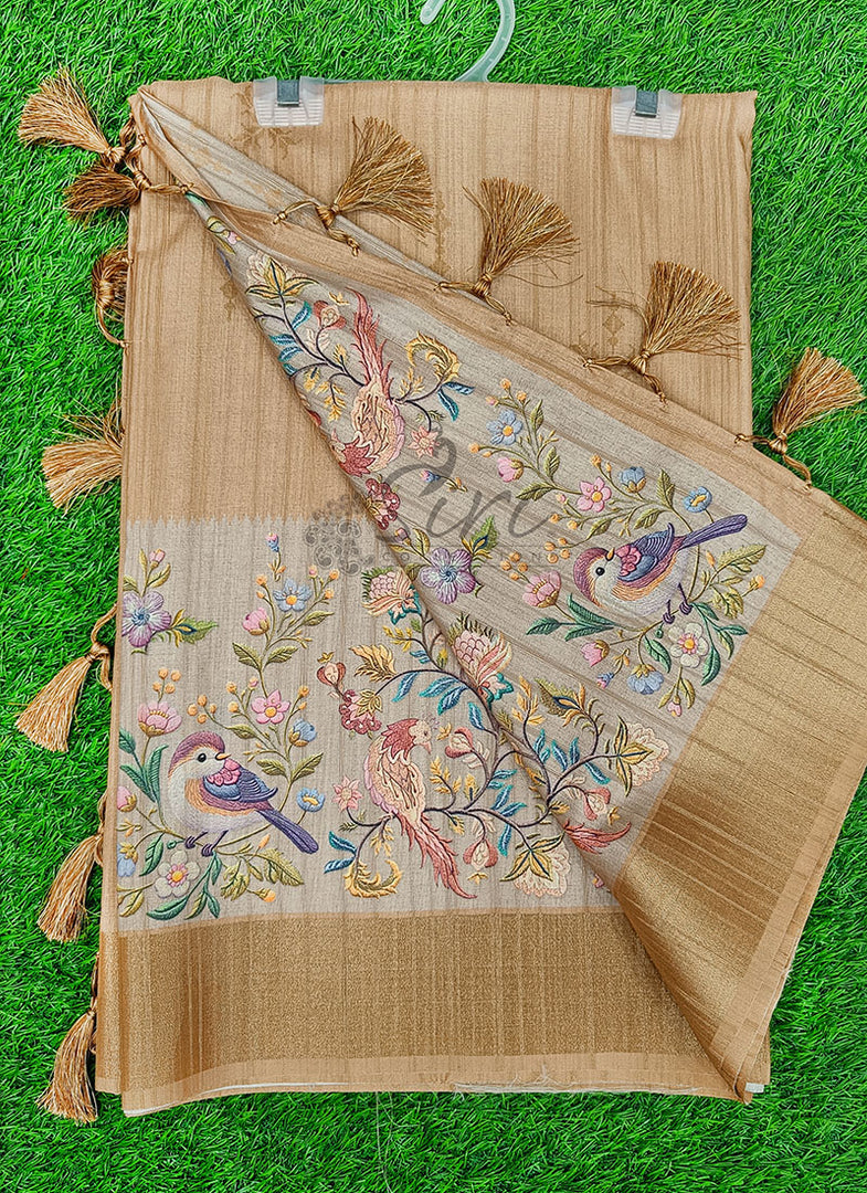 Beautiful Digital Print Tussar Silk Saree