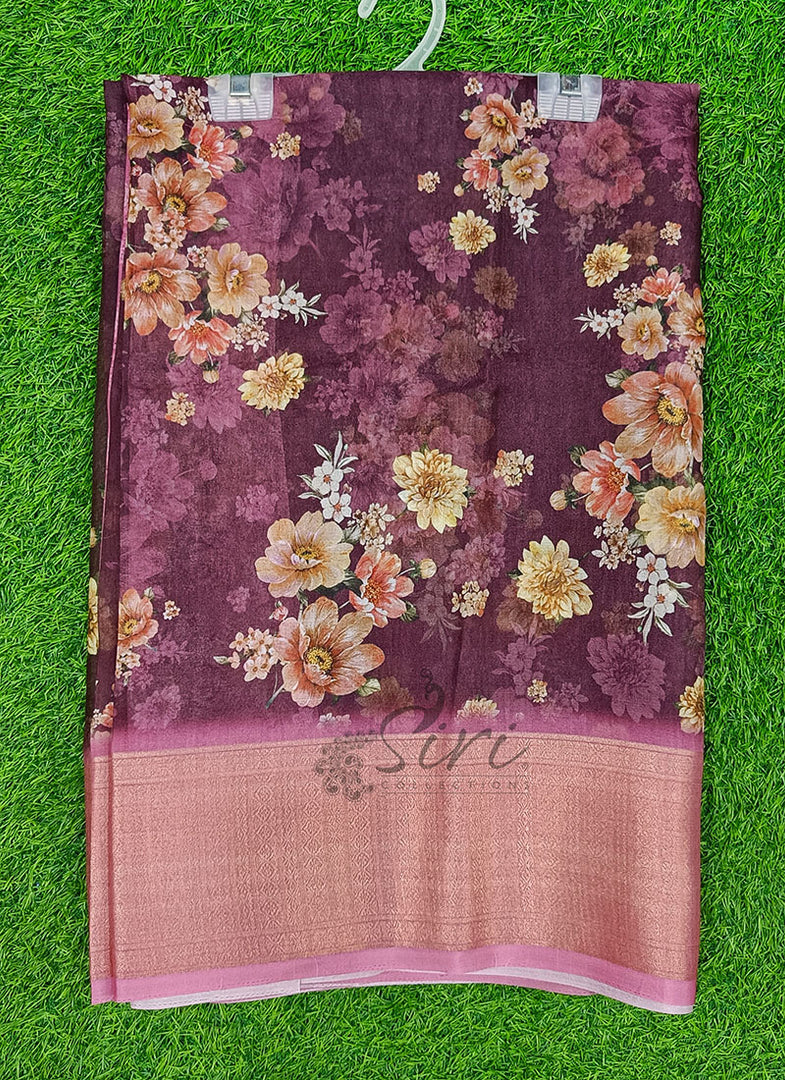 Lovely Soft Crepe Organza Saree in Digital Print