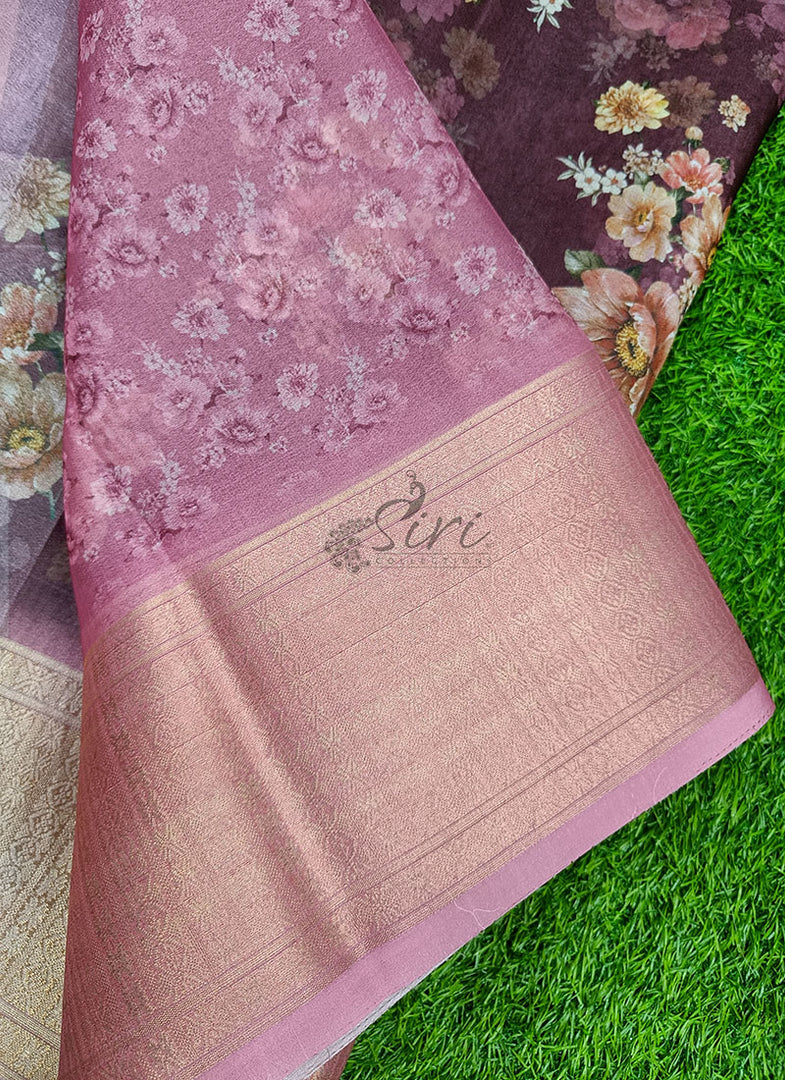 Lovely Soft Crepe Organza Saree in Digital Print