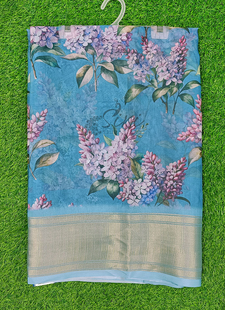 Lovely Soft Crepe Organza Saree in Digital Print