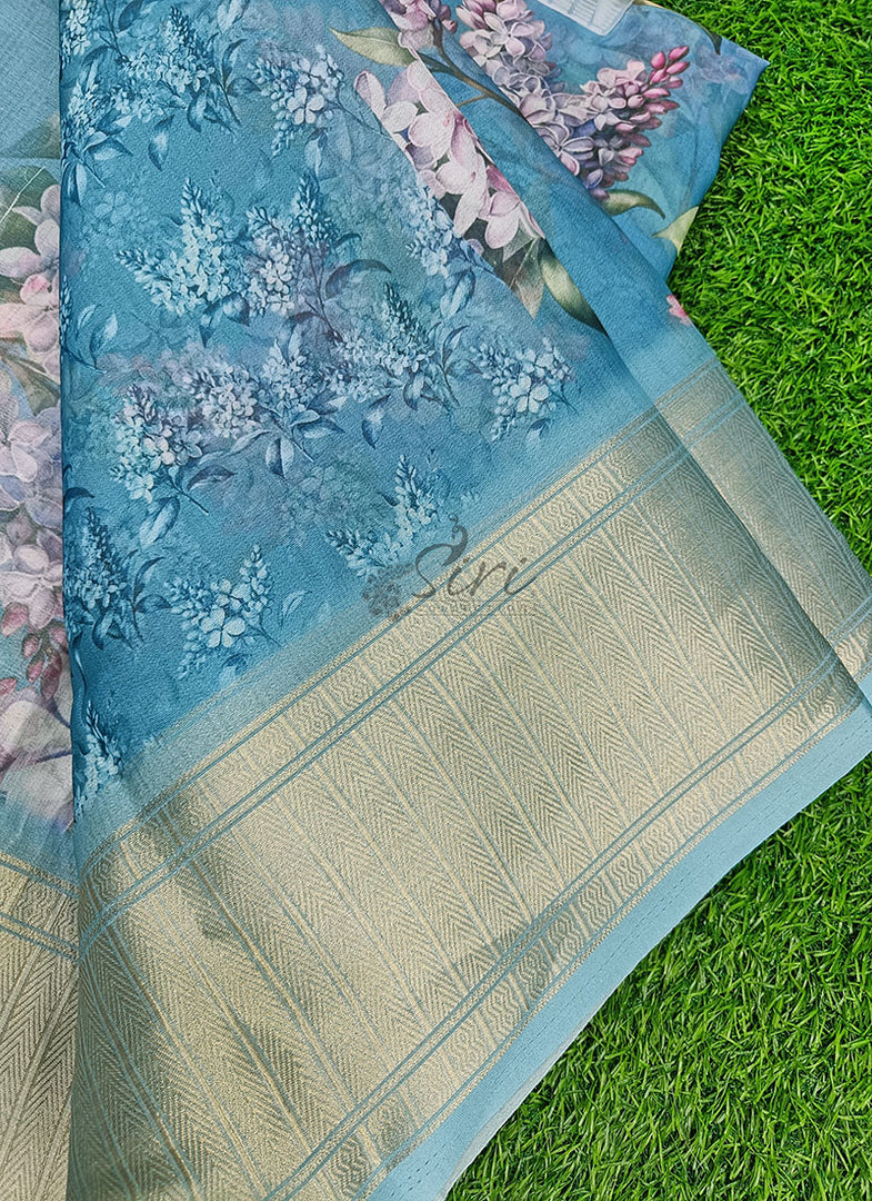 Lovely Soft Crepe Organza Saree in Digital Print