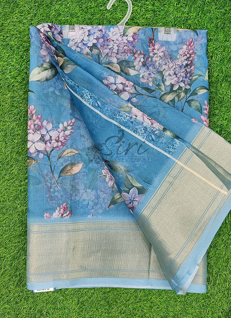 Lovely Soft Crepe Organza Saree in Digital Print