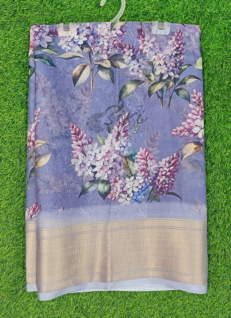 Lovely Soft Crepe Organza Saree in Digital Print