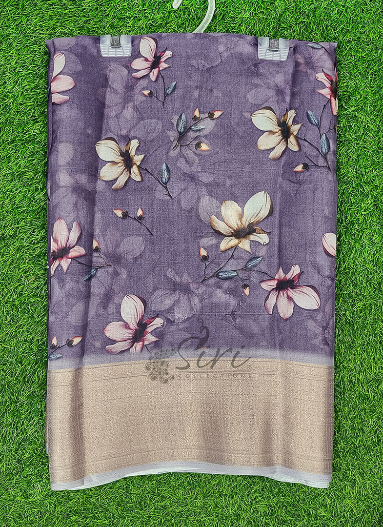 Lovely Soft Crepe Organza Saree in Digital Print