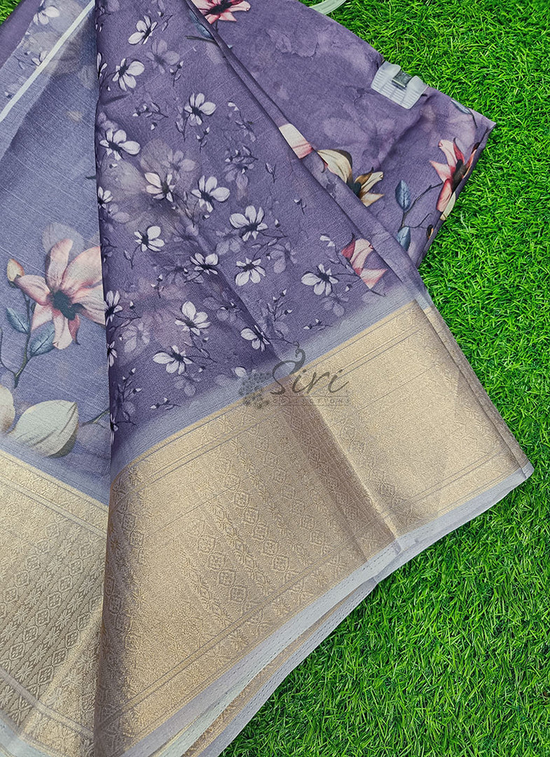 Lovely Soft Crepe Organza Saree in Digital Print