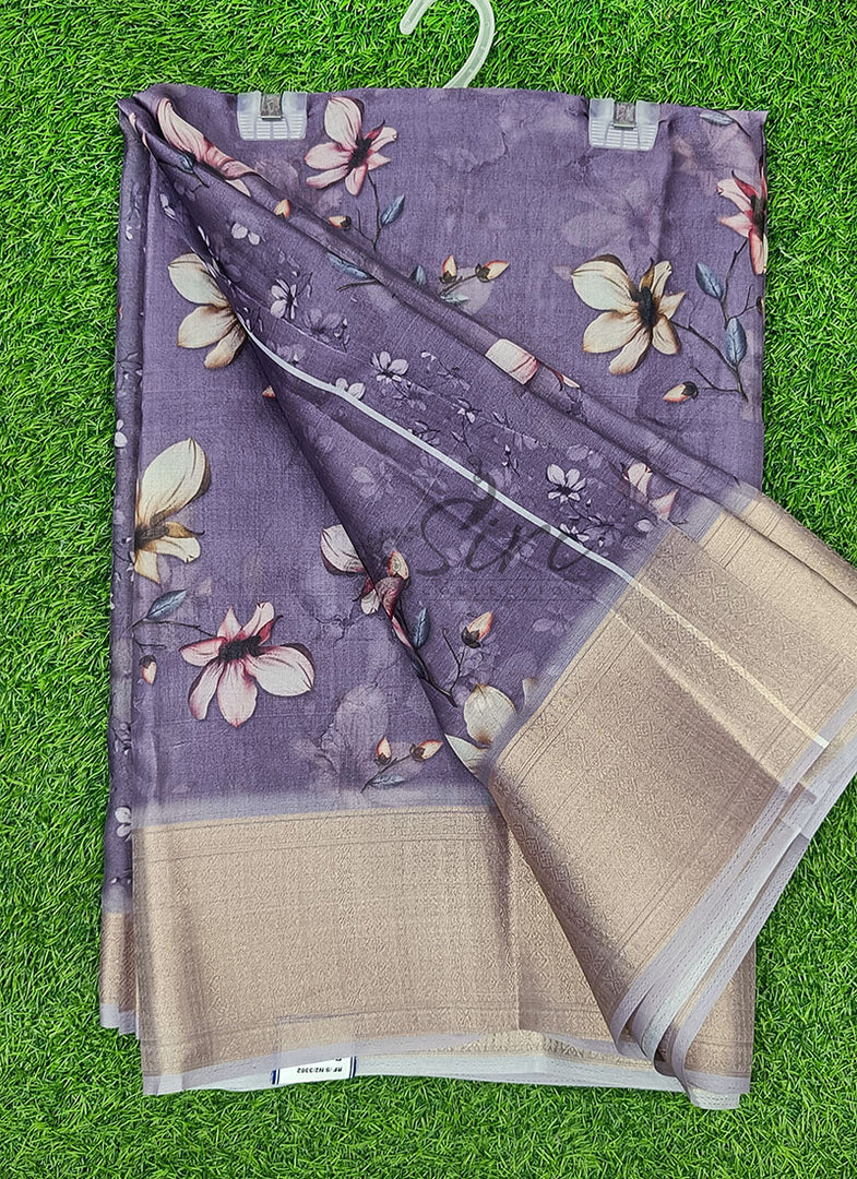 Lovely Soft Crepe Organza Saree in Digital Print