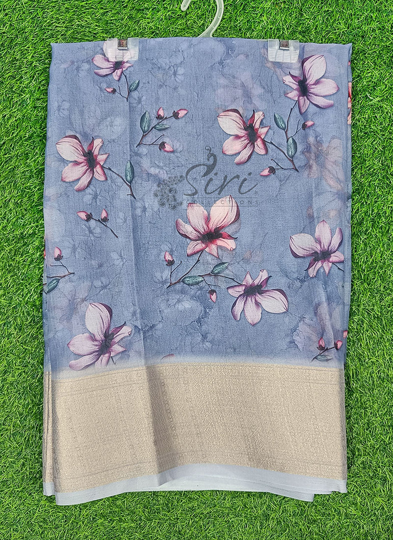 Lovely Soft Crepe Organza Saree in Digital Print