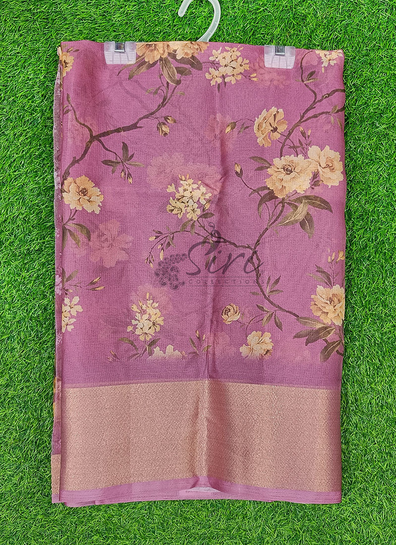 Lovely Soft Crepe Organza Saree in Digital Print