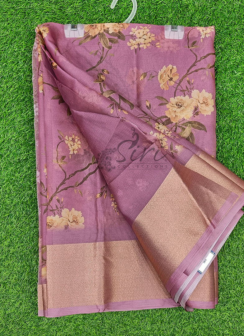 Lovely Soft Crepe Organza Saree in Digital Print