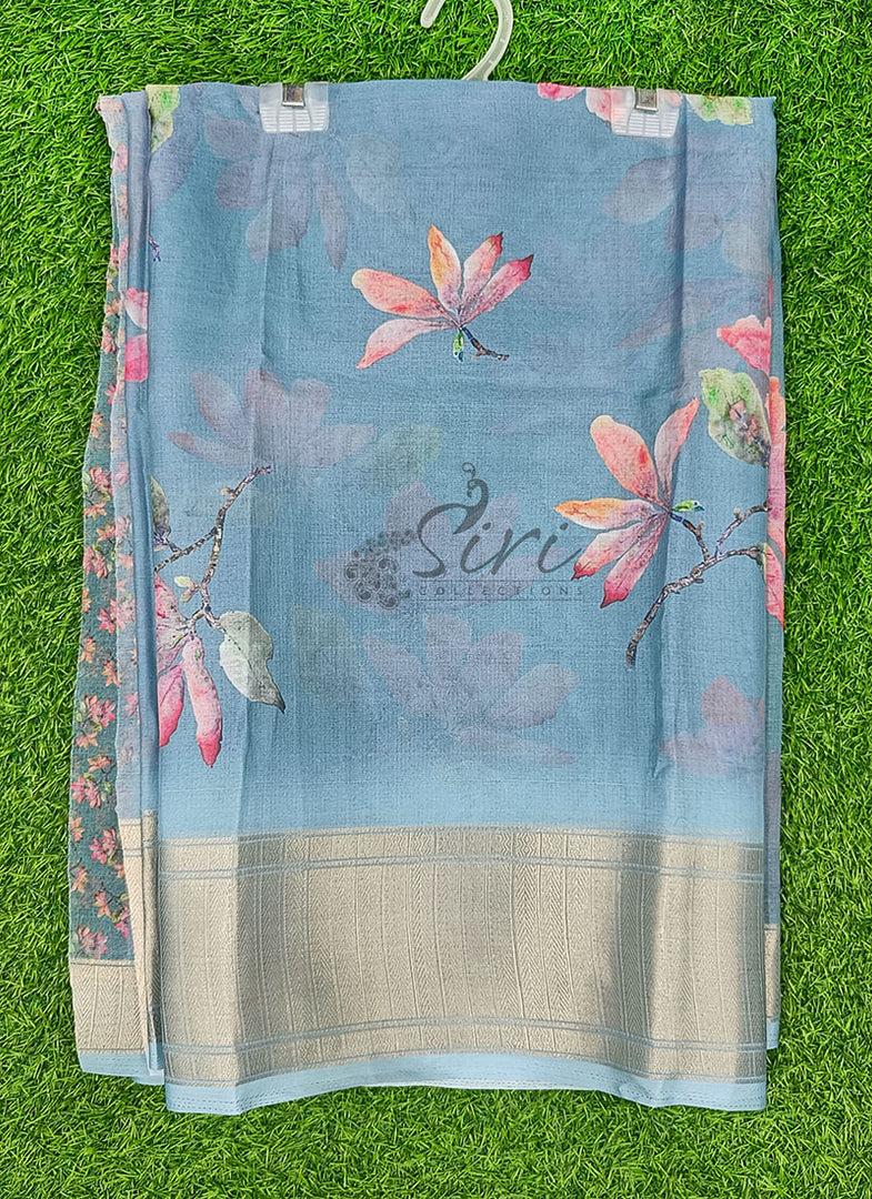 Lovely Soft Crepe Organza Saree in Digital Print