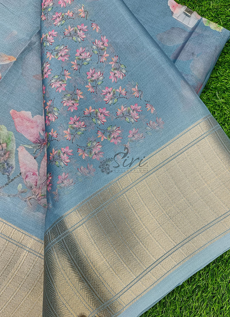 Lovely Soft Crepe Organza Saree in Digital Print