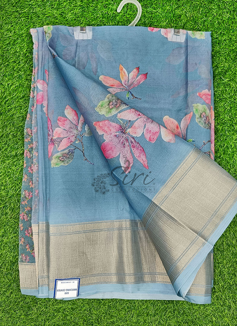 Lovely Soft Crepe Organza Saree in Digital Print