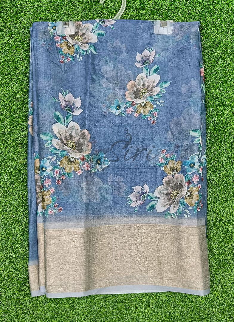 Lovely Soft Crepe Organza Saree in Digital Print