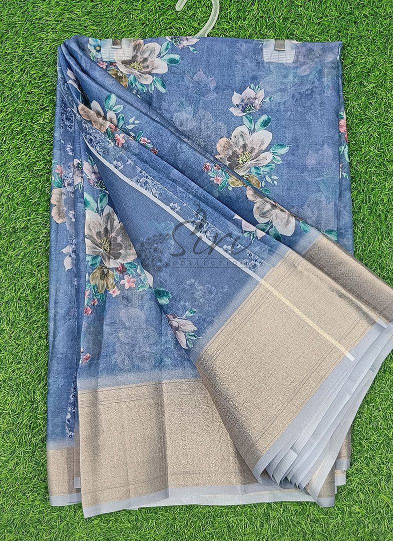 Lovely Soft Crepe Organza Saree in Digital Print