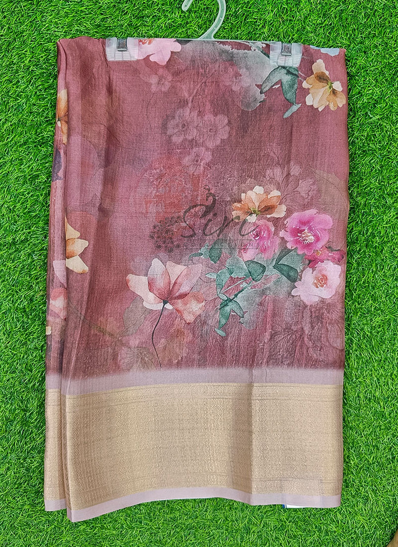 Lovely Soft Crepe Organza Saree in Digital Print