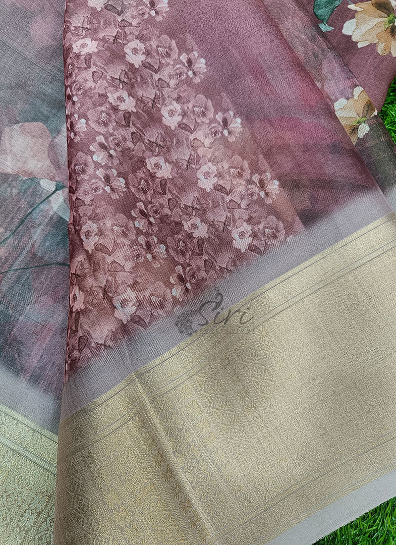 Lovely Soft Crepe Organza Saree in Digital Print