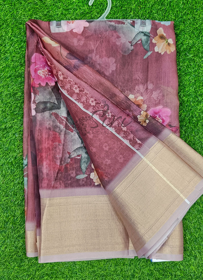 Lovely Soft Crepe Organza Saree in Digital Print