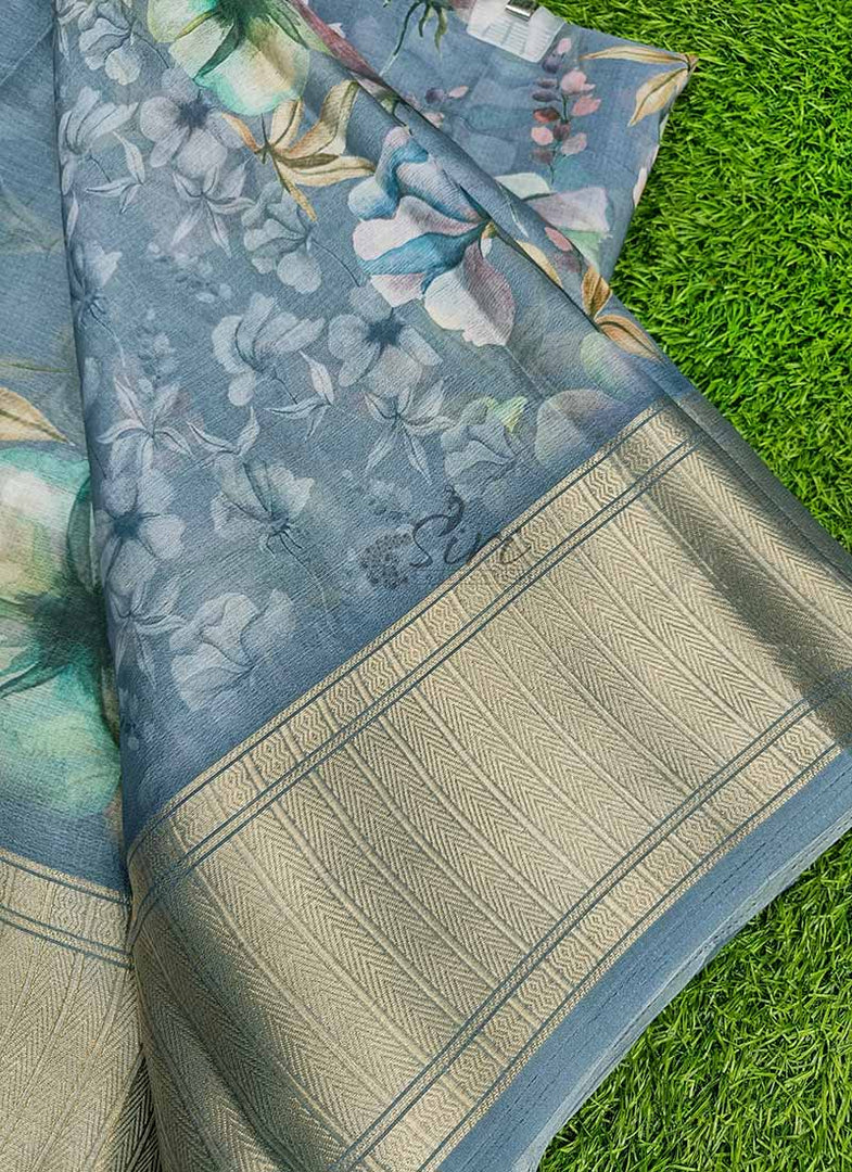 Lovely Soft Crepe Organza Saree in Digital Print